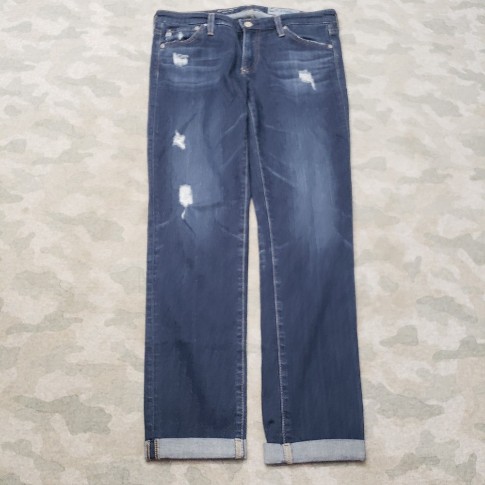 AG Adriano Goldschmied Jeans Women 28 Blue Cigarette Roll-up Stretch Medium Wash